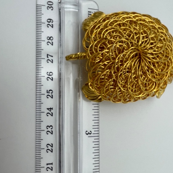 Turtle Pendant Gold Tone Wire Large Bail 3.5" - Picture 9 of 9